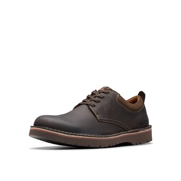 NWTClarks Men's Eastridge Low Oxford Dark Brown Leather 7 Medium US